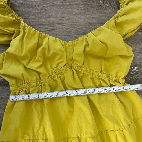 Chartreuse Cotton Tiered Maxi Dress Small Maternity Friendly Summer Boho Small - Picture 5 of 12